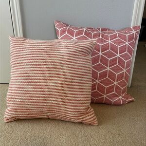 Coral and White Decorative Pillow Set